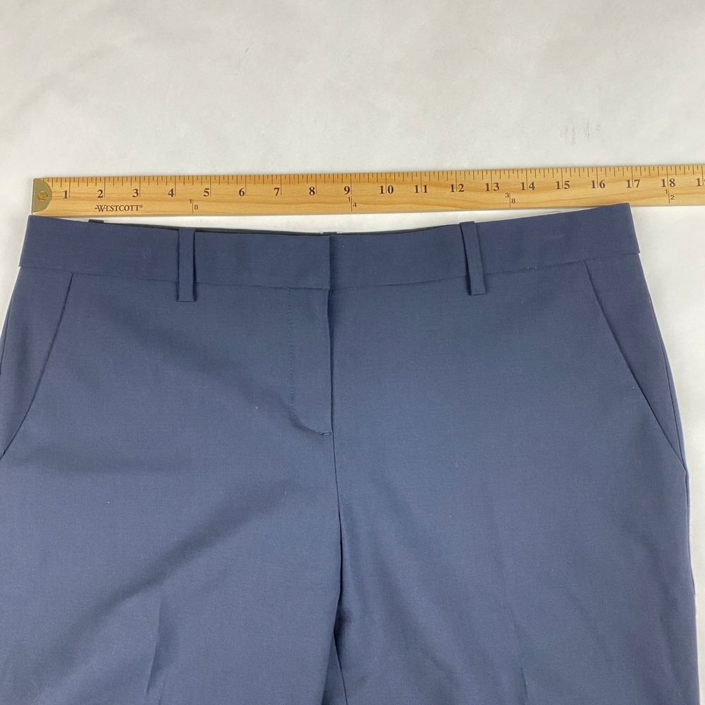 Theory Pants Women's Size 10 Max C3 Sevona Trouser Blue Wool Stretch - Flaw - Picture 11 of 16